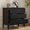 RoyalCraft Fluted 3 Drawer Dresser, Wide Chest of Drawers, Modern Nightstand Cabinet Wood Dresser with Spacious Storage for Bedr