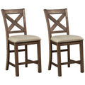 Signature Design by Ashley Moriville Rustic Farmhouse 24.5 Upholstered Barstool, 2 Count, Beige & Brown