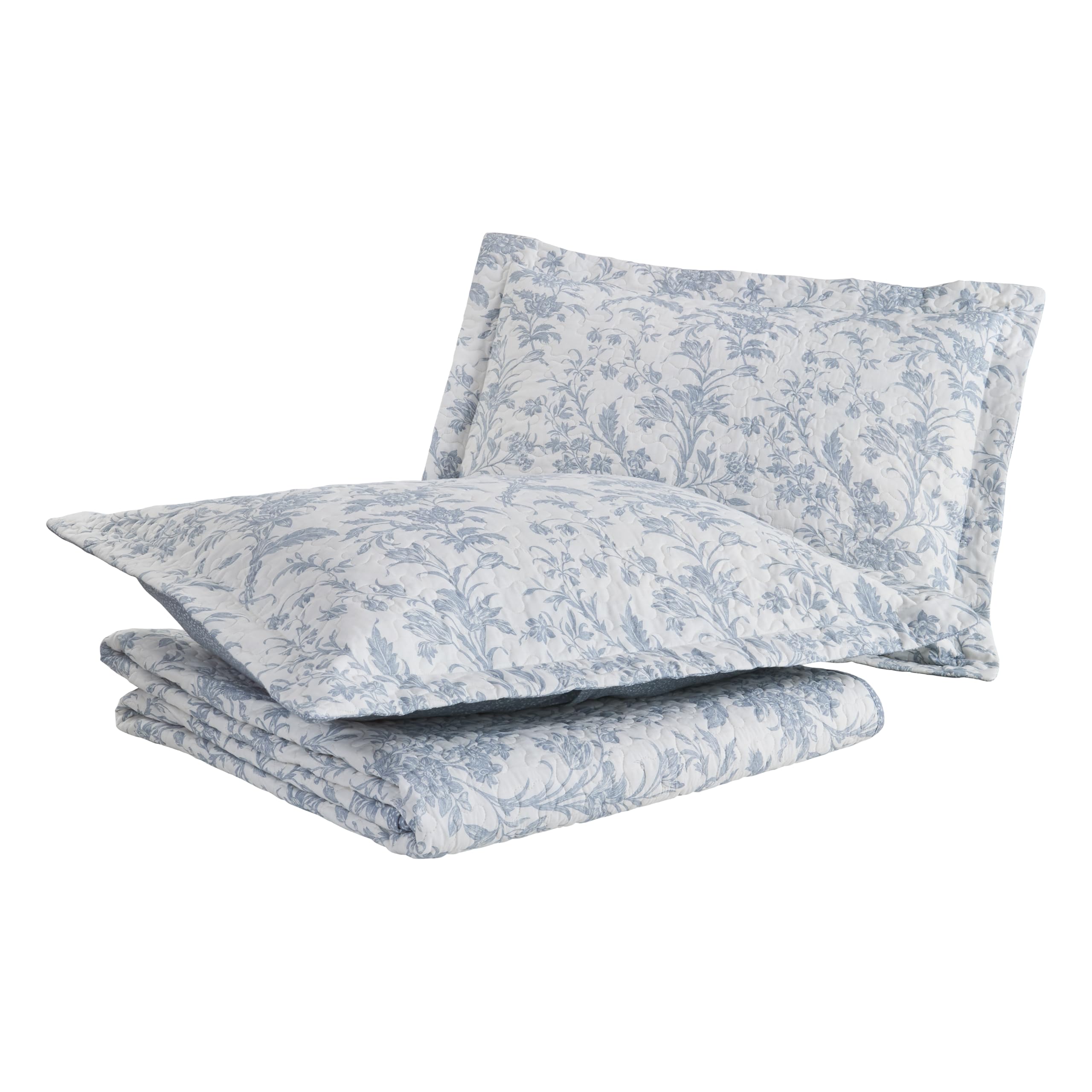 Laura Ashley Home - King Size Quilt Set, Cotton Reversible Bedding, Lightweight Home Decor for All Seasons (Spa Blue, King)