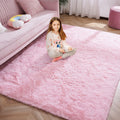 Softlife Pink Fluffy Area Rugs for Living Room, 6x9 Feet Rug for Bedroom Ultra Soft Girls and Boys Room Kids Room Nursery Rug, S