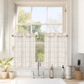 DriftAway Kitchen Curtains Striped Tier Linen Short Curtains Windowpane Plaid Cafe Curtains 24 Inch Length for Living Room Bathr