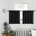 PONY DANCE Black Out Curtain Short - Window Treatment Rod Pocket Home Decor Small Panels Valances for Nursery/Bay Windows Bathro