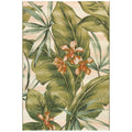 Liora Manne Marina Low Profile Durable Indoor/Outdoor Woven Rug- Tropical Leaf Cream 710 x 910