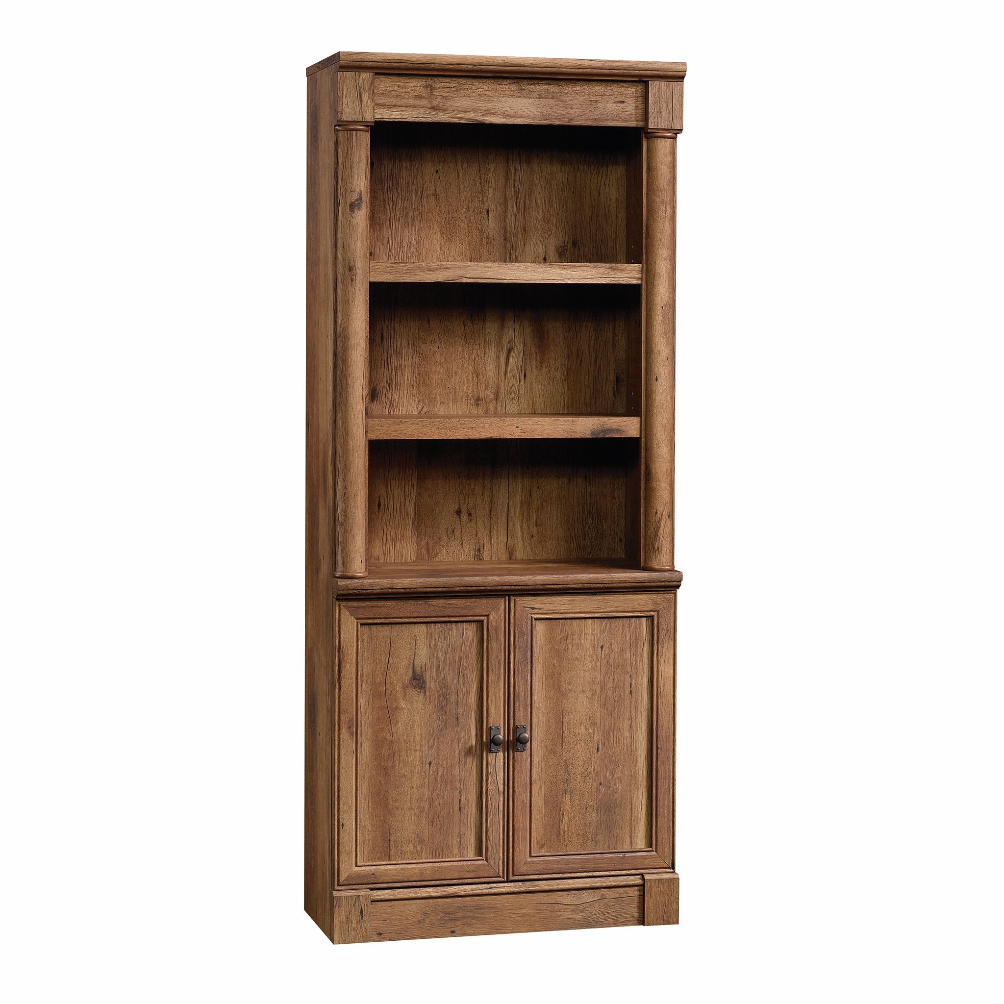 Sauder Palladia Library with Doors/Book Shelf, L: 29.37 x W: 13.90 x H: 71.85, Vintage Oak