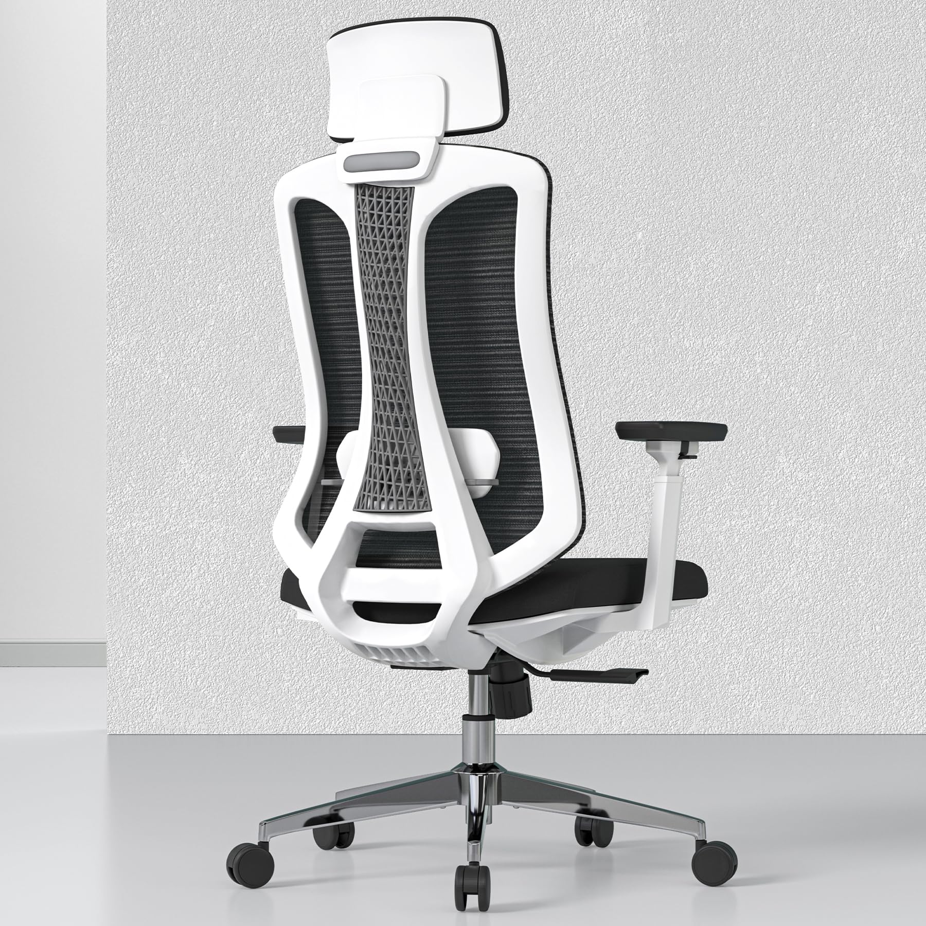 Logicfox Ergonomic Mesh Office Chair, High Back Desk Chair with 3D Armrests, Adjustable Lumbar Cushion & Adjustable Headrest, Sw