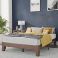 Flash Furniture Evelyn Wooden Platform Bed - Walnut Finish - Full - Wooden Slat Support - No Box Spring Required - Easy Assembly