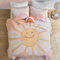 Intelligent Design Kids Twin Quilt Bedding Set, Cotton Coverlet Sun Girls Bedding Set Rainbow & Clouds Reversible Dawn Light & B