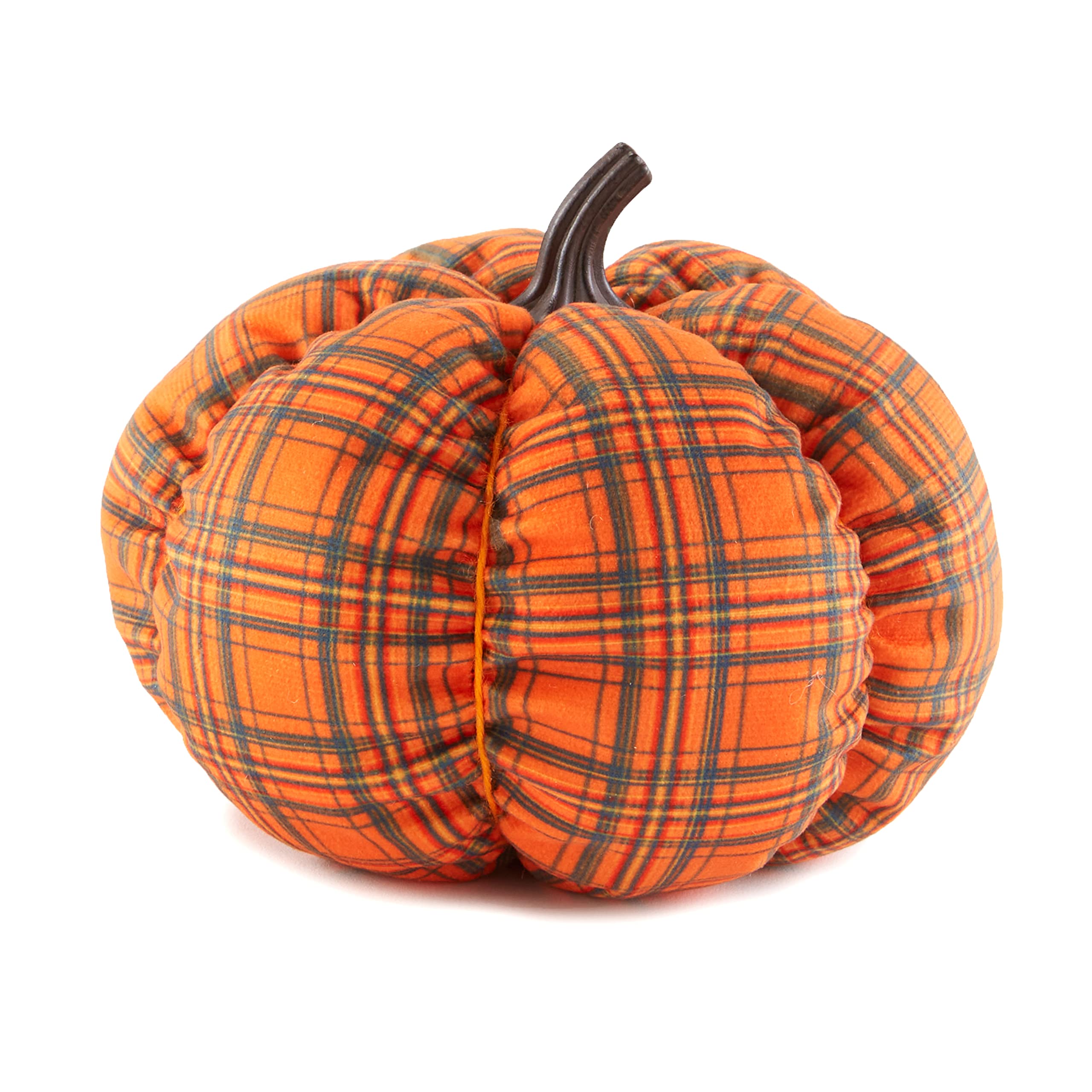 Decorative Harvest Plush Pumpkins - Orange Plaid Medium
