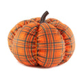 Decorative Harvest Plush Pumpkins - Orange Plaid Large