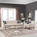 Modway Engage Mid-Century Modern Upholstered Set in Beige, Armchair and Sofa