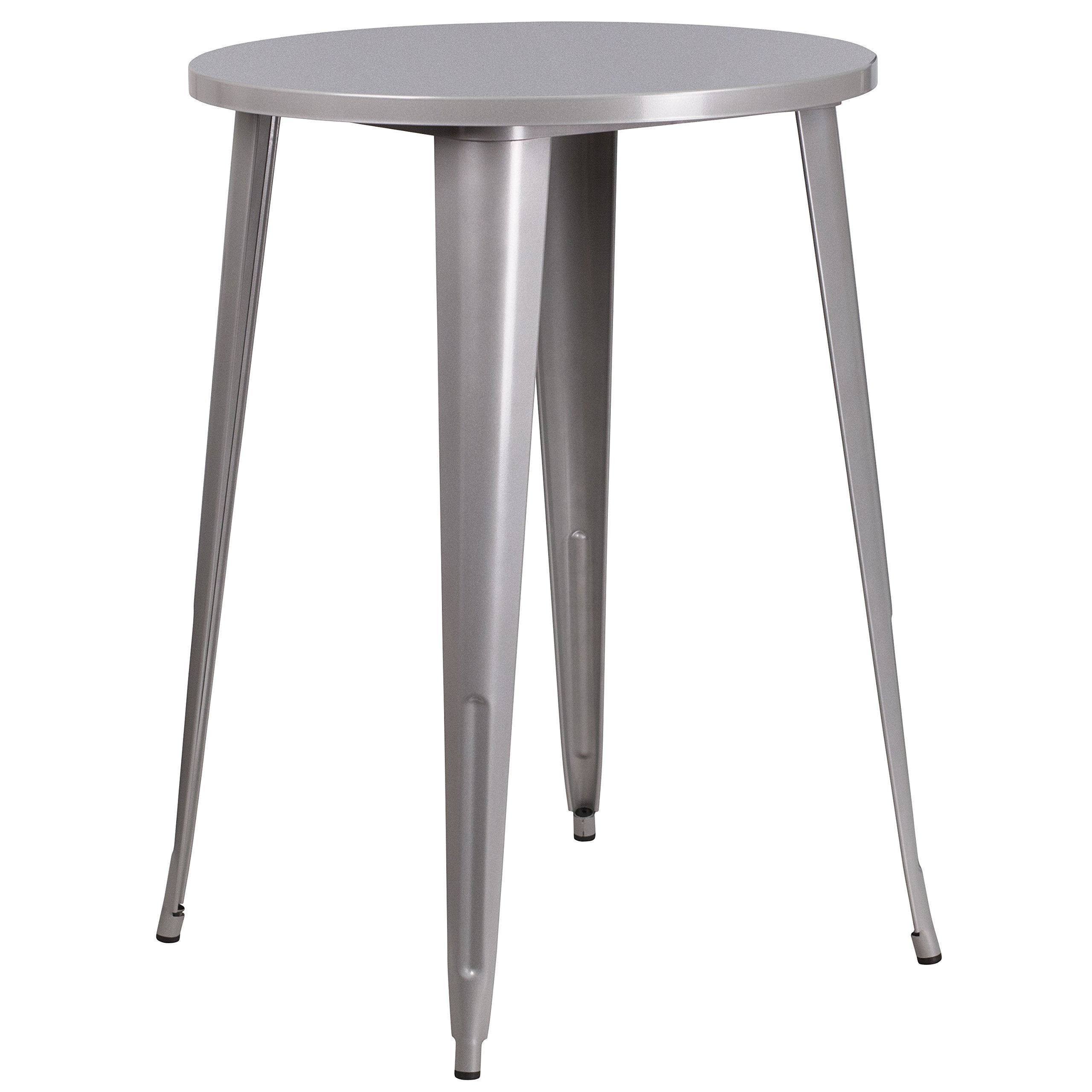 Flash Furniture Philip Commercial Grade 30 Round Silver Metal Indoor-Outdoor Bar Height Table