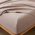MooMee Fitted Bottom Sheet Only 100% Washed Cotton Linen Like Textured Breathable Durable Soft Comfy Deep Pocket Fits Mattress u