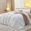Bedsure Full Size Comforter Set, White Soft Prewashed Bedding for All Seasons, 3 Pieces GentleSoft Warm Down Alternative Bed Set