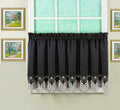 Todays Curtain Verona Reverse Embroidery Tier, 24, Black/Rose, 60 W X 24 L