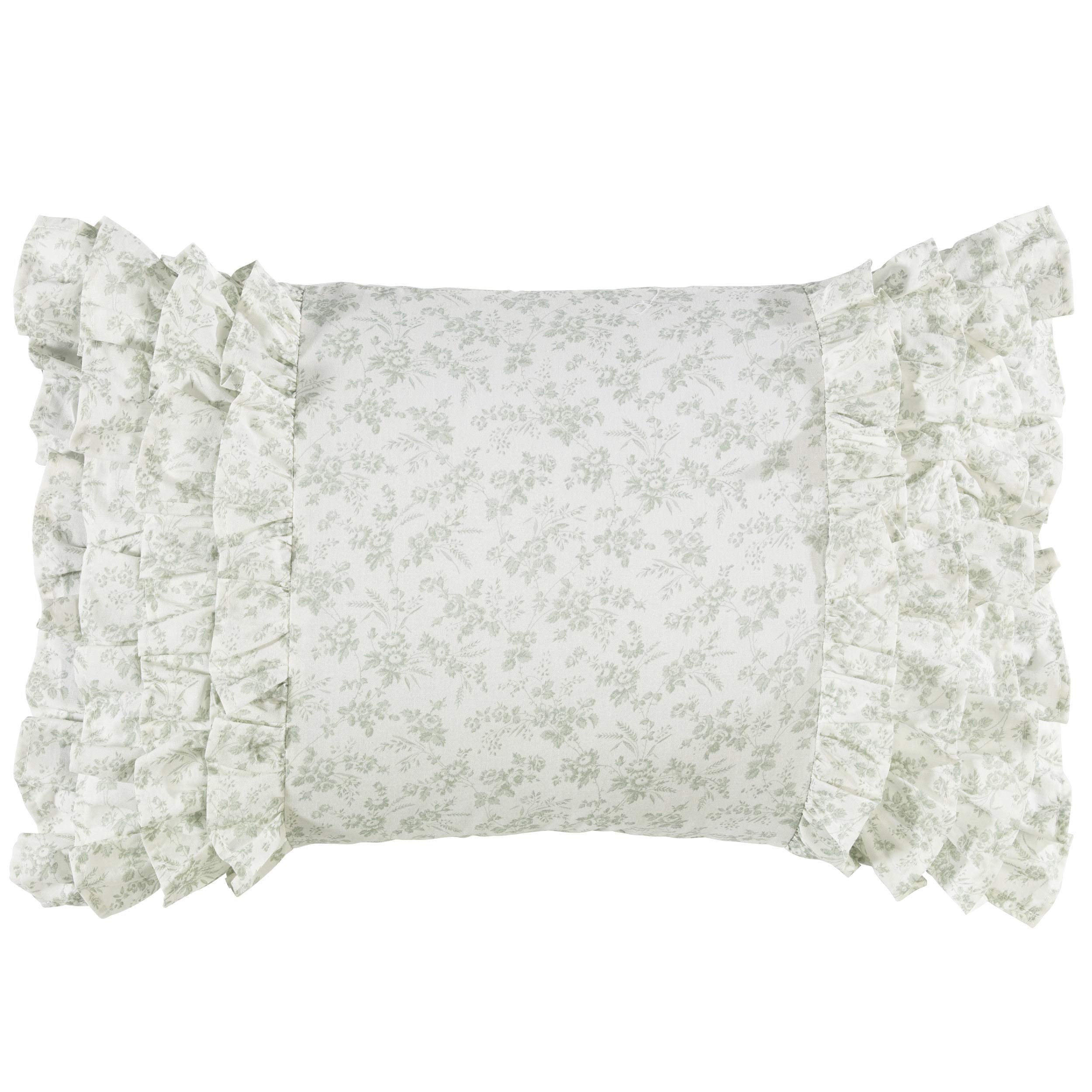 Laura Ashley Throw Pillow Cotton Envelope Closure, Elegant Home Decor for Couch or Bed, 14 x 20, Harper Pale Green