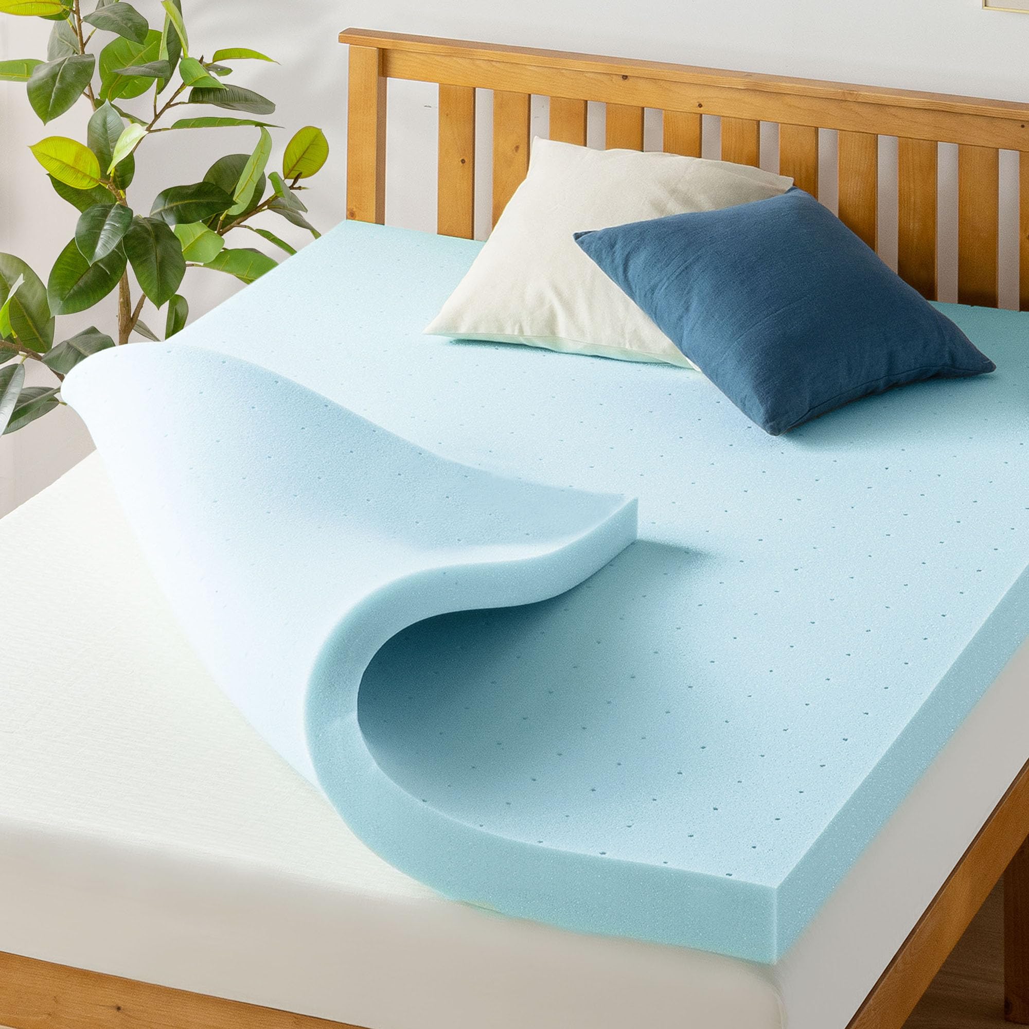 Best Price Mattress 4 Inch Ventilated Memory Foam Mattress Topper, Cooling Gel Infusion, CertiPUR-US Certified, Dorm Essentials,