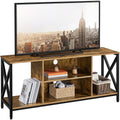 Yaheetech TV Stand for TV up to 65 inch TV Console Table, 55 Industrial TV Cabinet with Storage Shelves for Living Room, Modern 