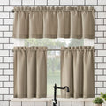No. 918 Martine Microfiber Semi-Sheer Rod Pocket Kitchen Curtain Valance and Tiers Set, 54 x 24, Taupe