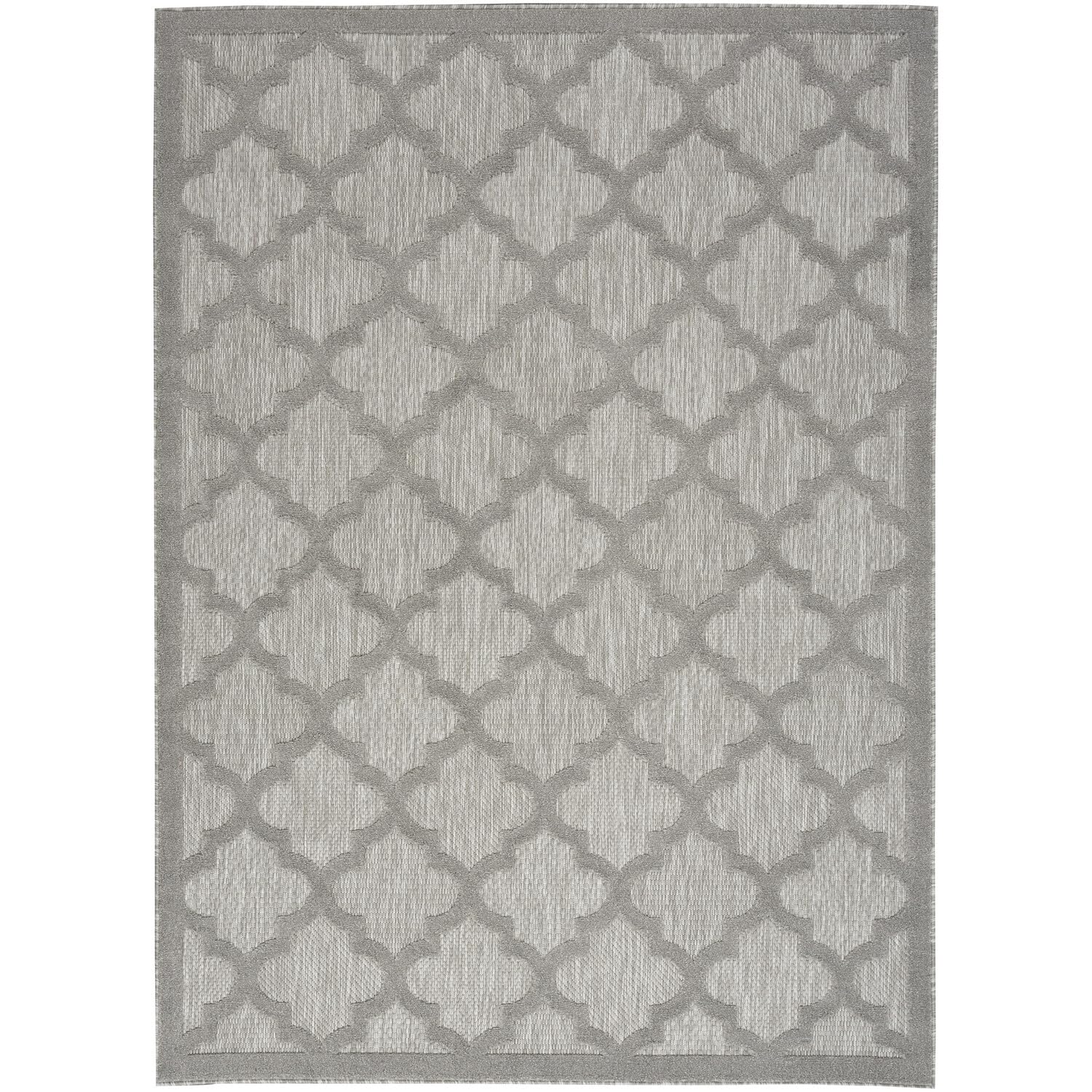 Nourison Easy Care Moroccan Silver Grey 6 x 9 Area -Rug, Trellis, Easy Cleaning, Non Shedding, Bed Room, Living Room, Dining R