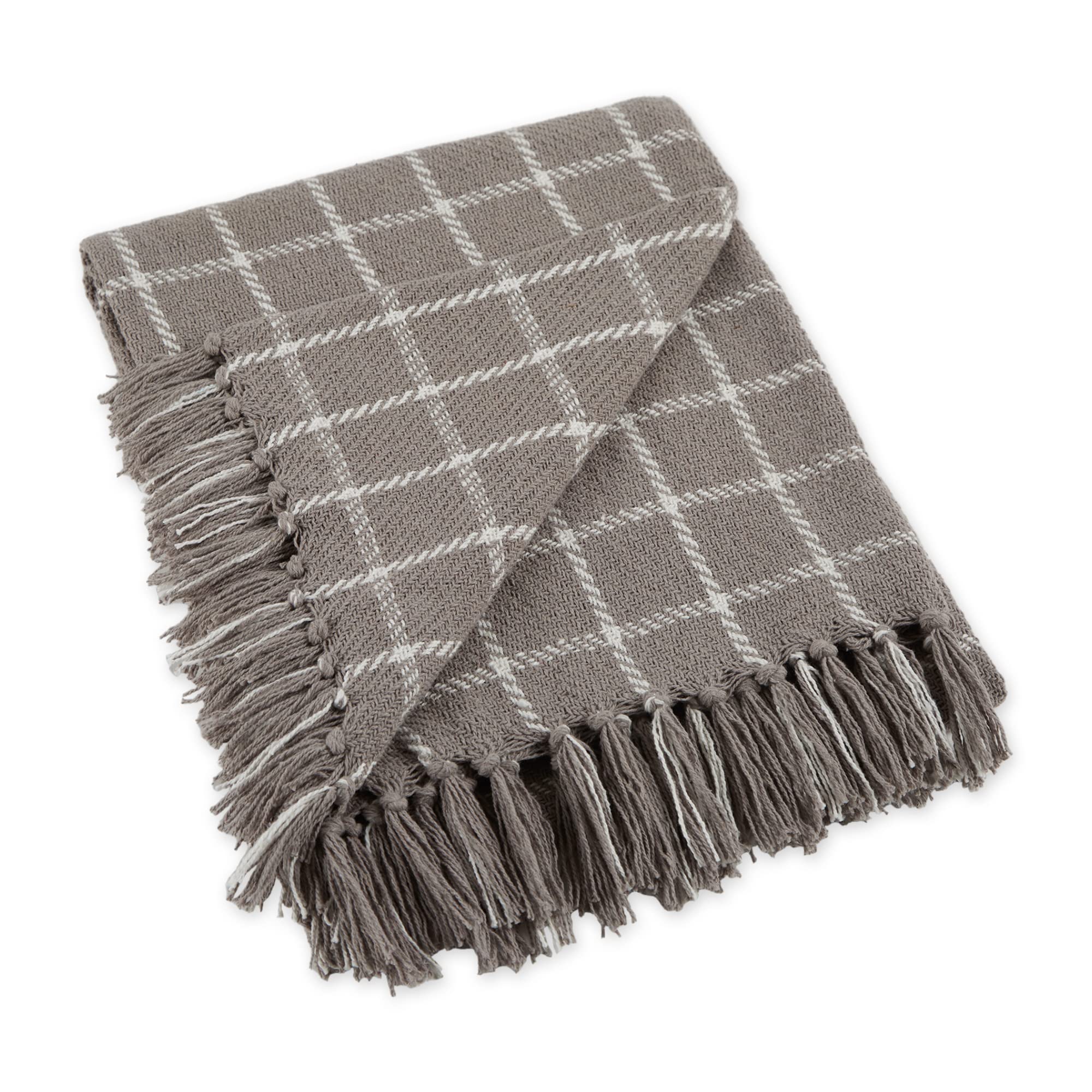 DII Transitional Checked Plaid Woven Throw, 50x60, Gray