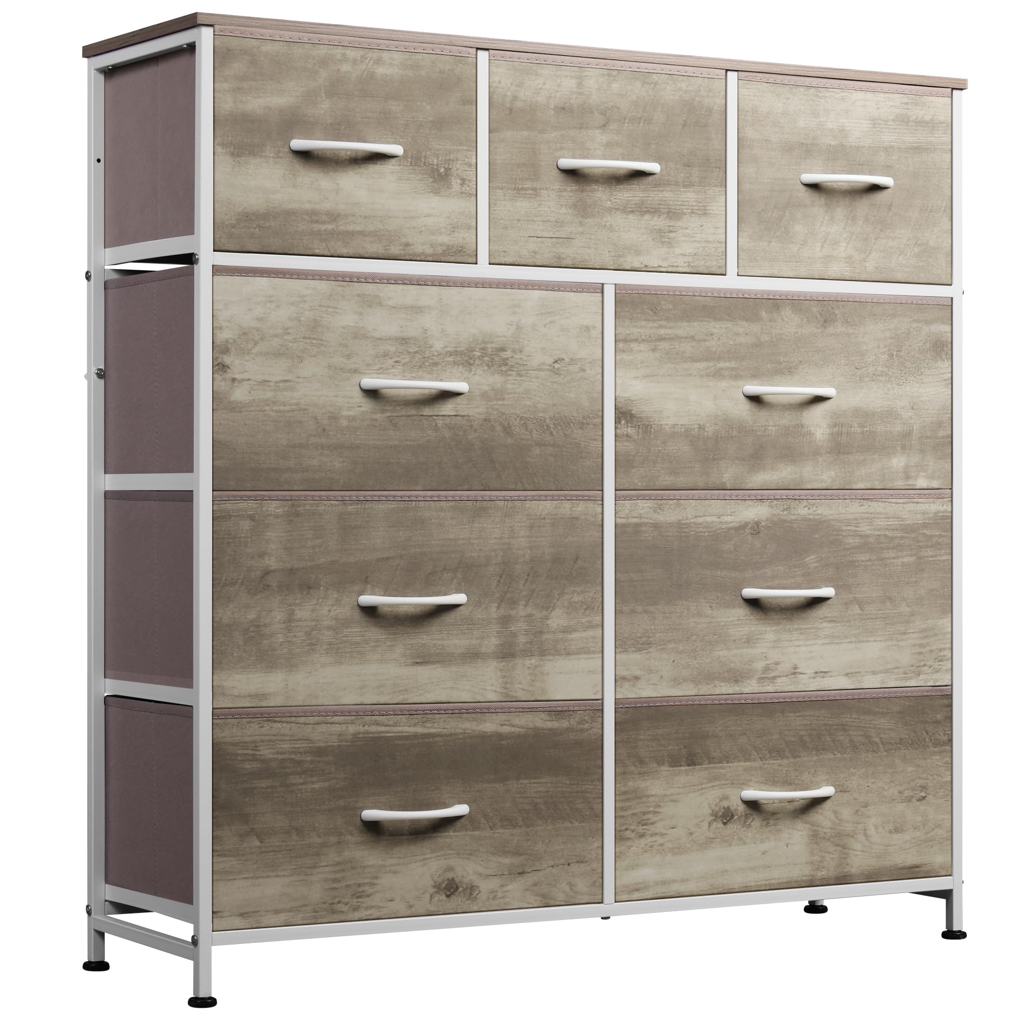WLIVE 9-Drawer Dresser, Fabric Storage Tower for Bedroom, Hallway, Nursery, Closet, Tall Chest Organizer Unit with Fabric Bins, 
