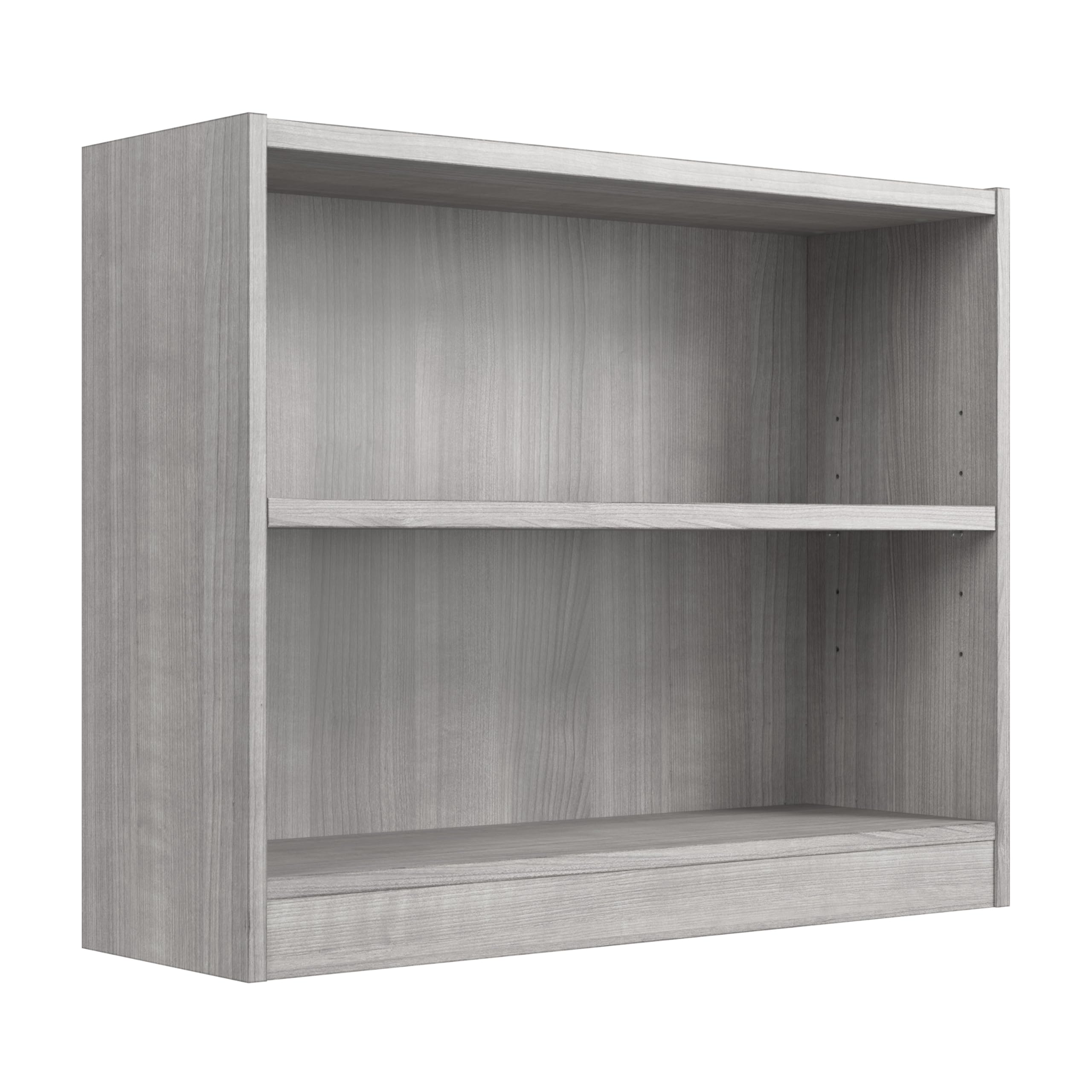 Bush Furniture Universal Small 2 Shelf Bookcase in Platinum Gray, Low Storage and Display Bookshelf for Home Office or Living Ro