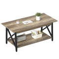 GreenForest Coffee Table with Storage, 39inch Modern 2-Tier Coffee Tables for Living Room, X-Frame Design Farmhouse Coffee Table