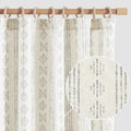 jinchan Boho Stripe Curtains for Living Room Farmhouse Linen Grey Curtains 63 Inch Length 2 Panels for Bedroom Geometric Striped