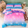 PERFEMET Pink Mermaid Girls Comforter Set Twin Size 6 Pieces Teen Girl Bed in A Bag with Sheets 3D Glitter Rainbow Kids Bedding 
