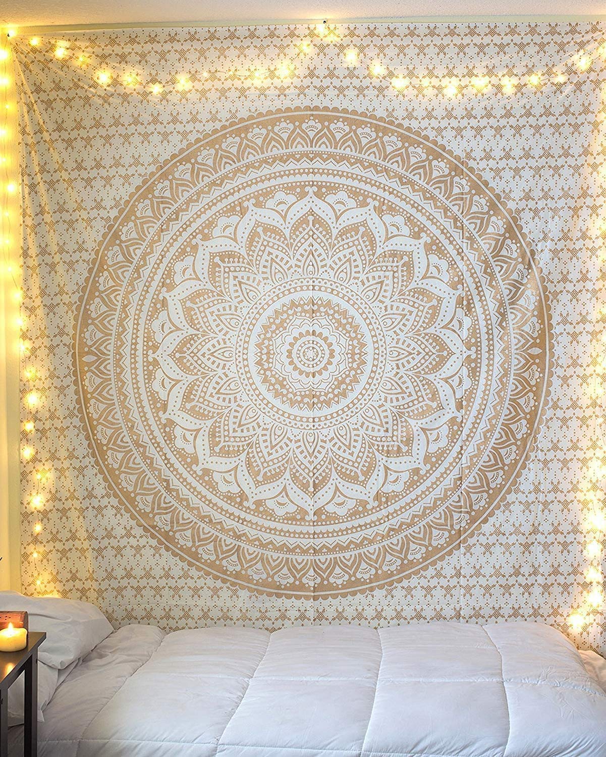 Popular Handicrafts Hippie Mandala Ombre Tapestry Wall Hanging - Indian Maditation Golden Gypsy Bohemian Hippy Psychedelic Dorm 