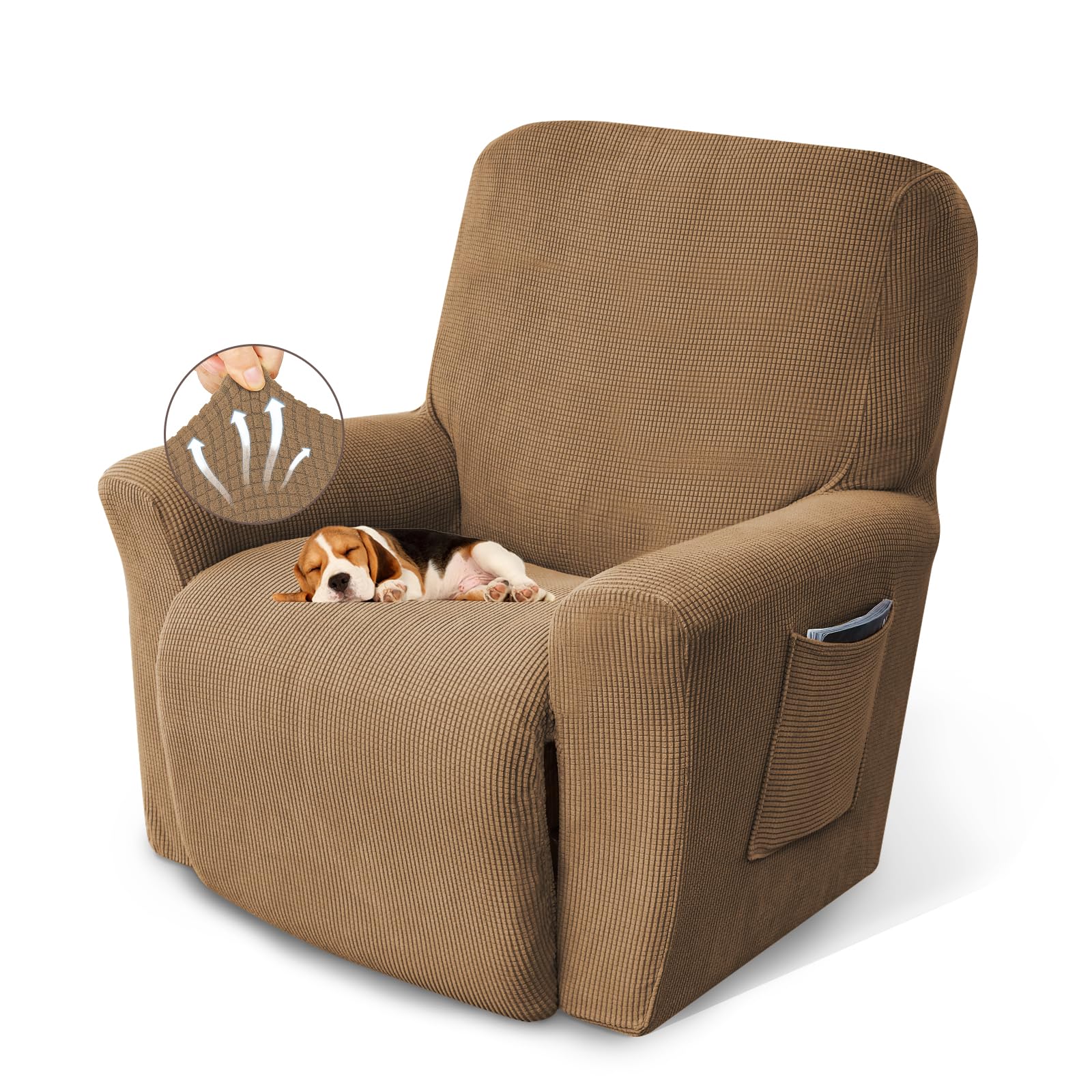 KEKUOU Recliner Chair Covers,Lazy Boy Recliner Covers Stretch Couch Cover Slipcovers 1 Piece Furniture Protector with Elastic Bo