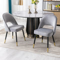 Wahson Velvet Dining Side Chairs Set of 2, Modern Leisure Chairs for Dining Room/Living Room, Grey with Metal Legs