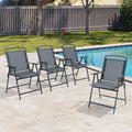 Crestlive Products Patio Folding Chairs Set of 4, Outdoor Folding Chairs with Durable Rust-Resistant Frame and Breathable Textil