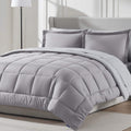 Nestl 7 Piece Full Comforter Set - Grey Lavender Reversible Bed in a Bag - Complete Full Size Bedding Set with Sheets, Pillowcas