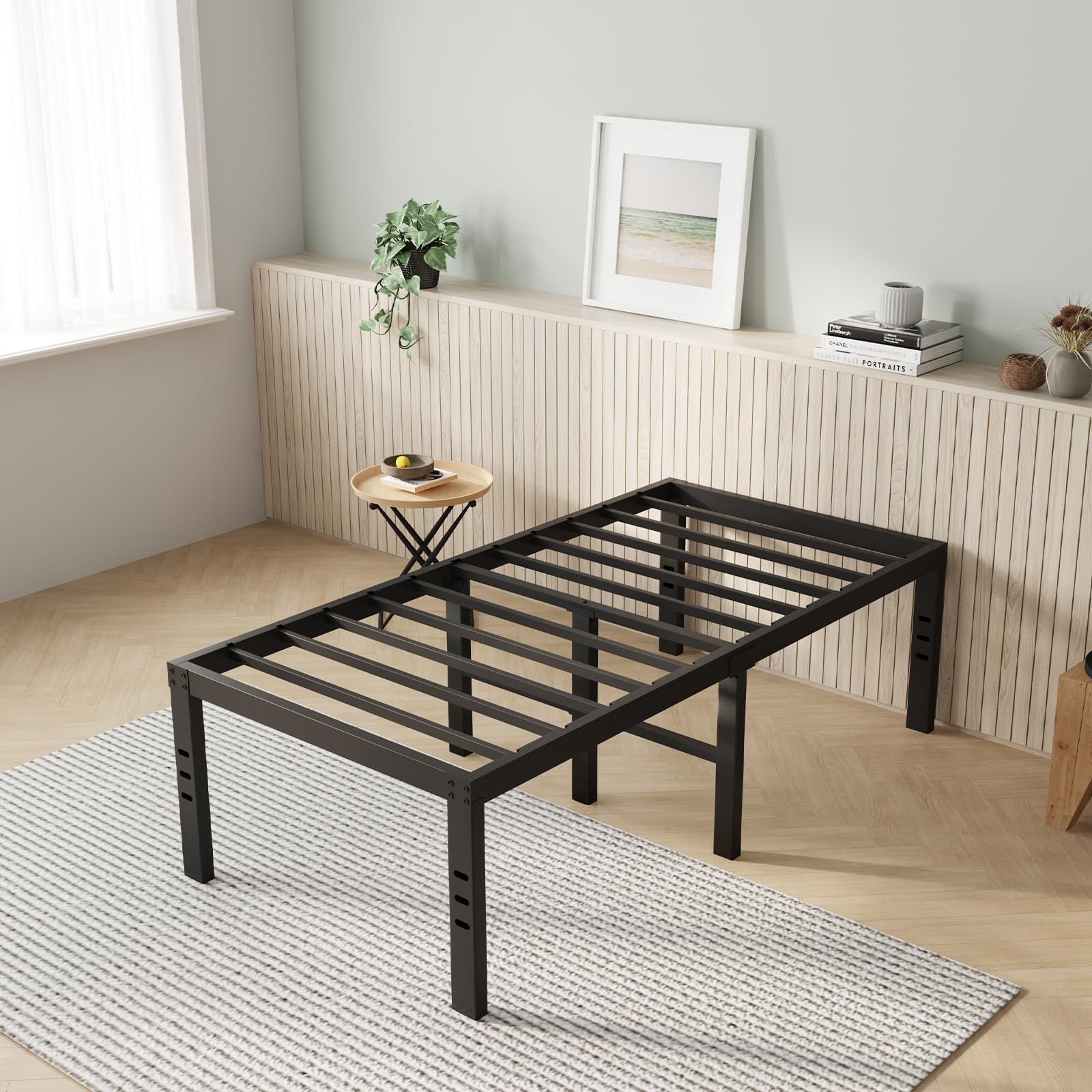 Novilla Bed Frame Twin, 18 Inch Simplicity Metal Platform Twin Size Bed Frame with Underbed Storage, No Box Spring Needed, Heavy