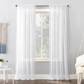 No. 918 53566 Emily Sheer Voile Rod Pocket Curtain Panel, 59 x 95, White