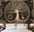 FORATER Tree of Life Tapestry Wall Hanging Sun Moon Stars Tapestries Aesthetic Galaxy Wall Tapestry Nature Home Decoration for L