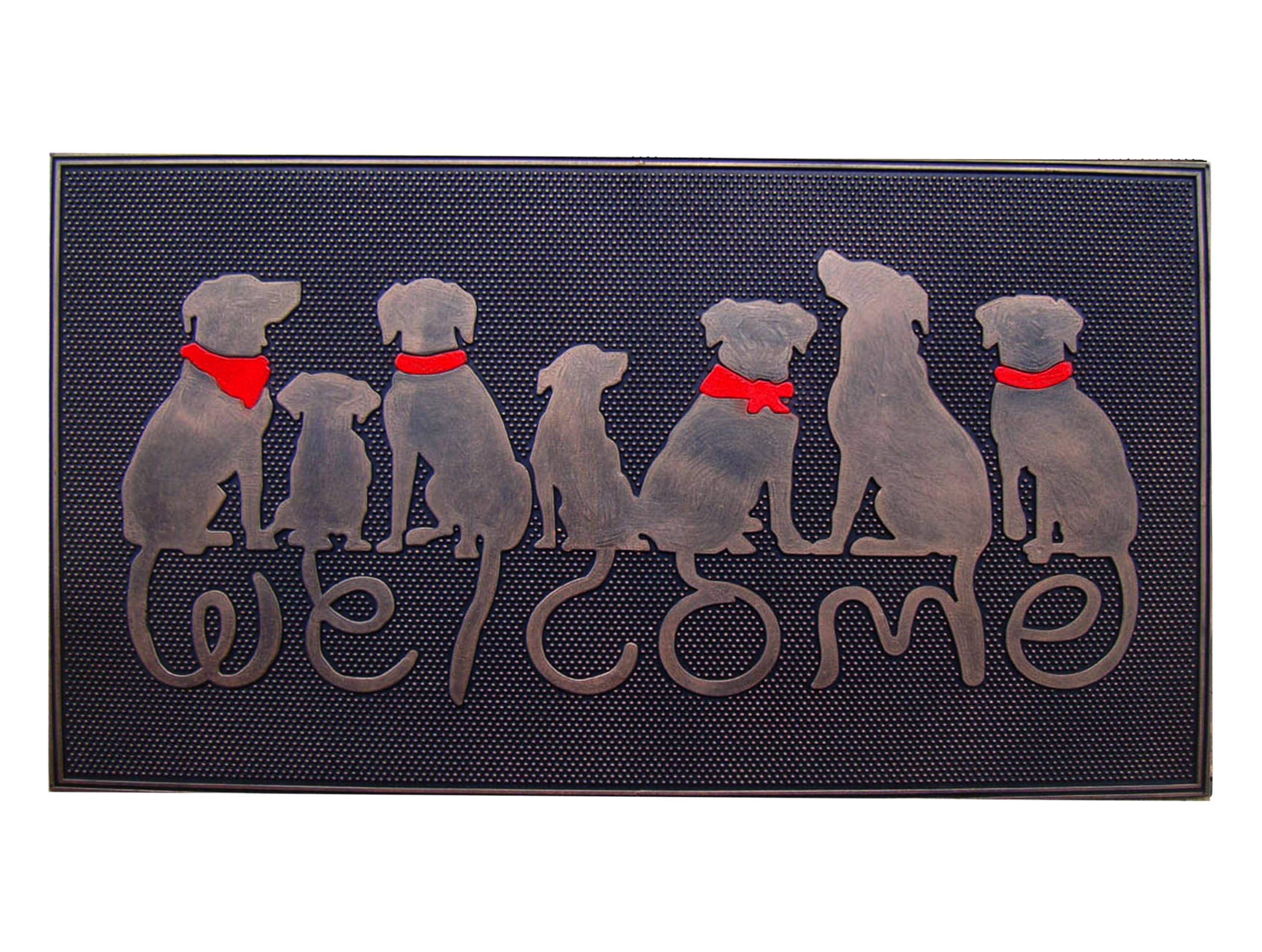A1HC First Impression Non-Slip, Durable Heavy Rubber Grill Doormat Oil Rub Chrome Finish 18 X 30, Welcome Mats for Front Door No