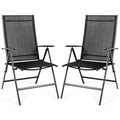DORTALA 2 Piece Patio Folding Chairs, Outdoor Portable Camping Chairs with Breathable Fabric, Set of 2 Foldable Chairs with Armr