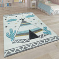 Kids Rug for Childrens Room with Indian Tent in Pastel Colors, Size: 28 x 411
