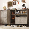 HOMEFORT Large Shoe Cabinet with 4 Flip Drawers, Farmhouse Narrow Shoe Organizer Cabinet for Entryway, Hidden Shoe Rack with Adj