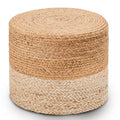 Wimarsbon Ottoman Pouf, Natural Braided Jute Poof, 18 Outdoor Ottoman for Garden, Rustic Handweave Lounge Pouffe, Boho Footres