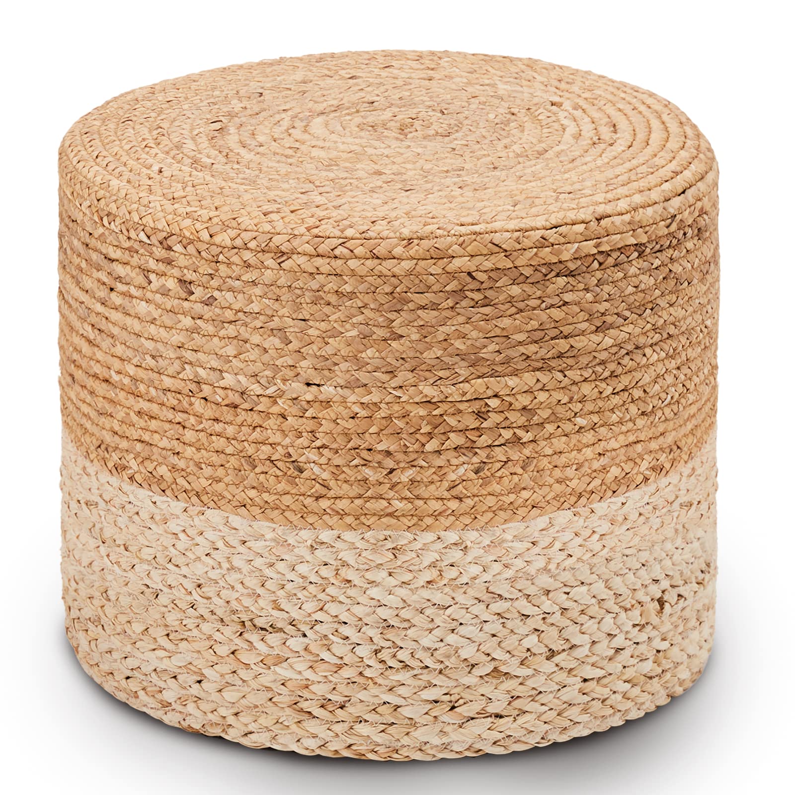 Wimarsbon Ottoman Pouf, Natural Braided Jute Poof, 18 Outdoor Ottoman for Garden, Rustic Handweave Lounge Pouffe, Boho Footres