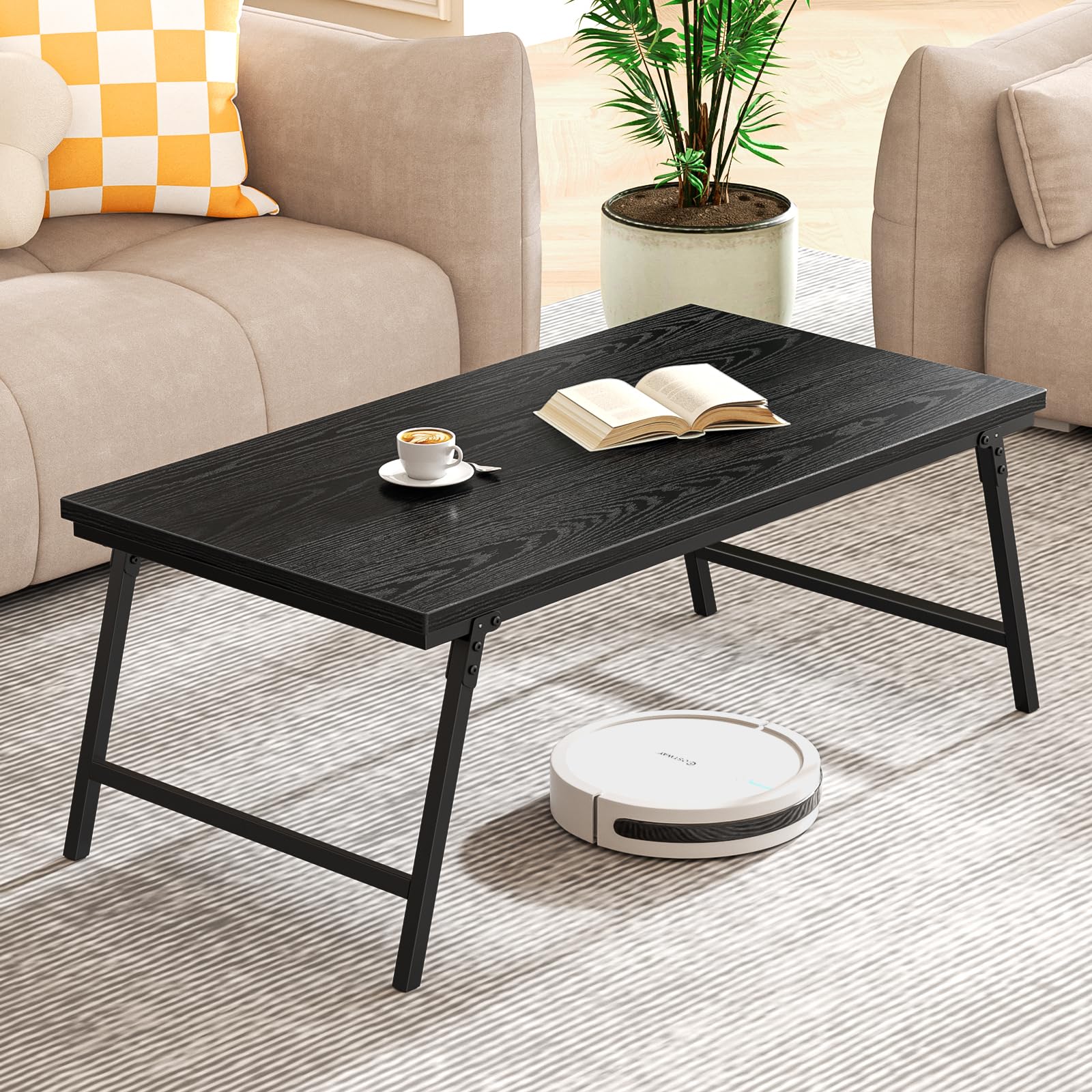 ALLSTAND Folding Coffee Table, Leg Latches Portable Sturdy Floor Table Desk for Sitting on The Floor, No Assembly Low Coffee Tab