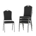 Flash Furniture 4 Pack Hercules Series Crown Back Stacking Banquet Chair in Black Fabric - Silver Vein Frame
