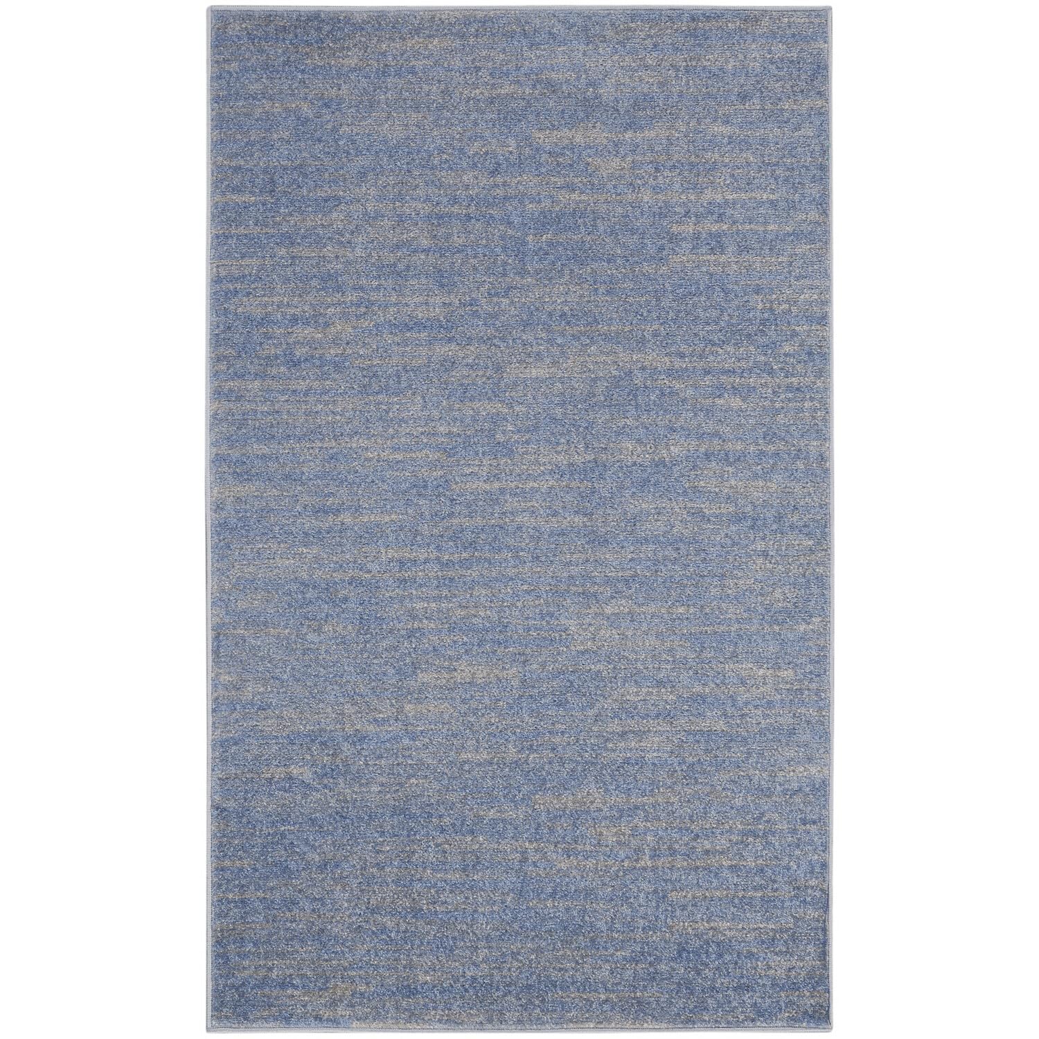 Nourison Essentials Indoor/Outdoor Blue/Grey 3 x 5 Area Rug, Easy Cleaning, Non Shedding, Bed Room, Living Room, Dining Room, 
