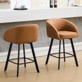 FIRAVOE Bar Stools Set of 2, 26  Swivel Counter Height Bar Stools with Back and Armrest, Faux Leather Kitchen Barstools Counter 