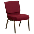 Flash Furniture HERCULES Series 21W Stacking Church Chair in Burgundy Fabric - Gold Vein Frame