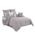 Benjara King Size 10 Piece Fabric Comforter Set with Medallion Prints, White
