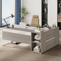 Tribesigns 71 inch Executive Desk, L Shaped Desk with Cabinet Storage, Executive Office Desk with Shelves, Business Furniture Se